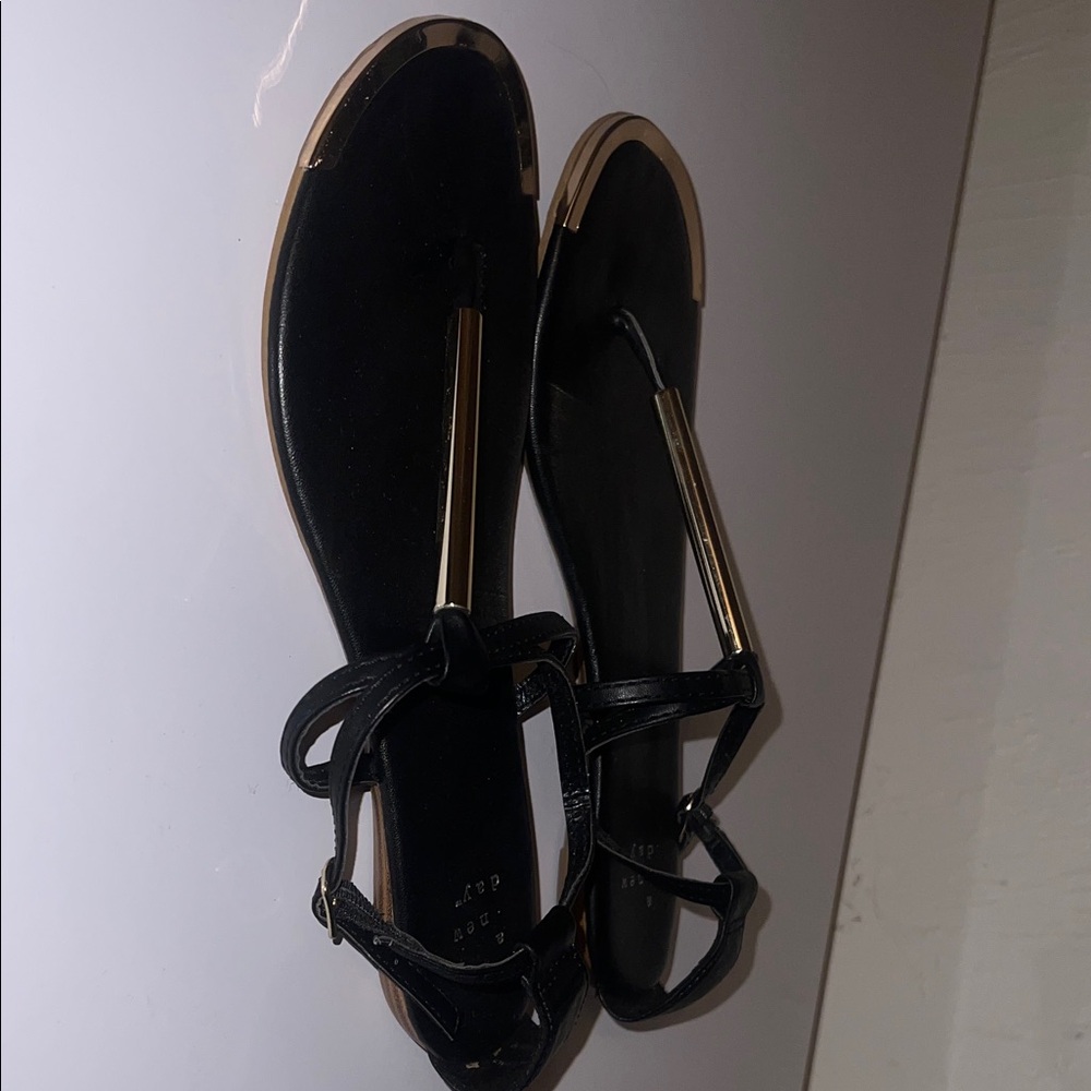 a new day Black and Gold Sandals
